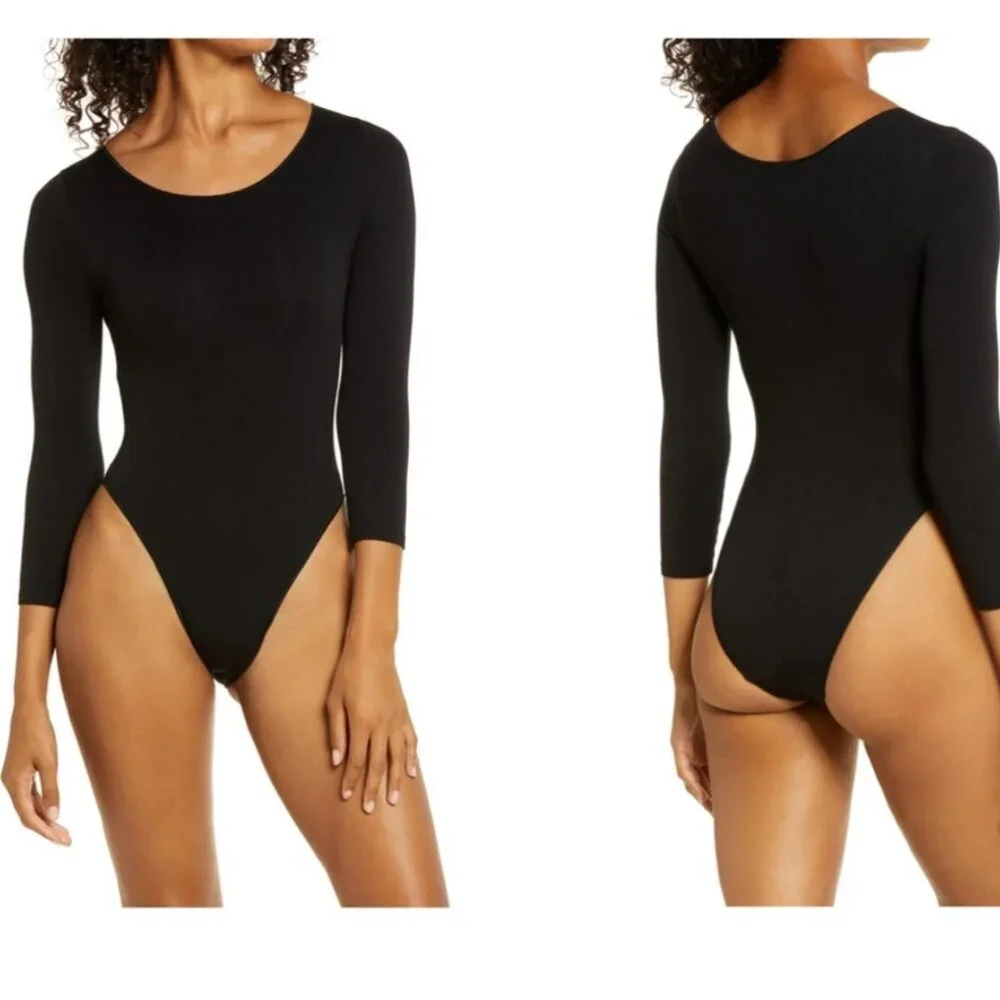 2/$30 NWT Natori Black Sccop Neck Bodysuit Large
